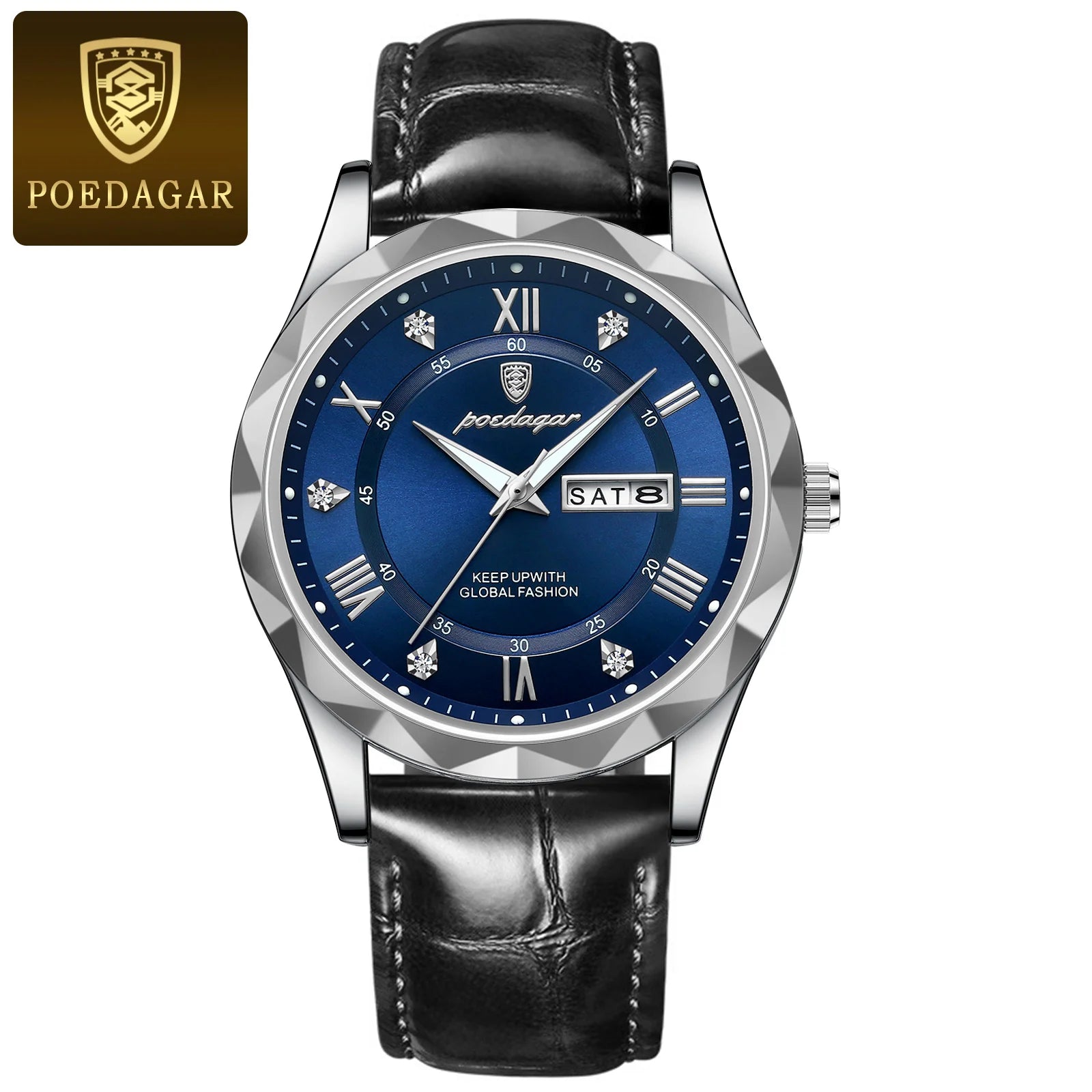 POEDAGAR Luxury Business Man Wristwatch Waterproof Luminous Date Week Men Watch For Men Quartz Clock Leather Men's Watches reloj