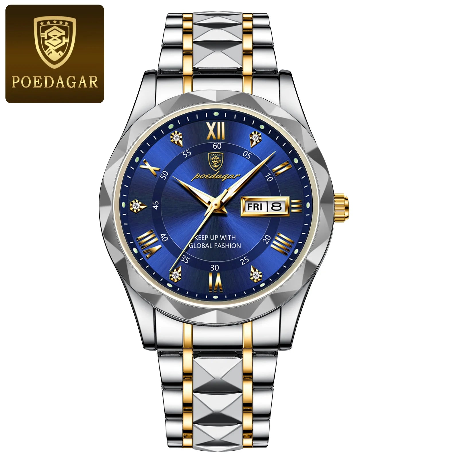 POEDAGAR Luxury Business Man Wristwatch Waterproof Luminous Date Week Men Watch For Men Quartz Clock Leather Men's Watches reloj