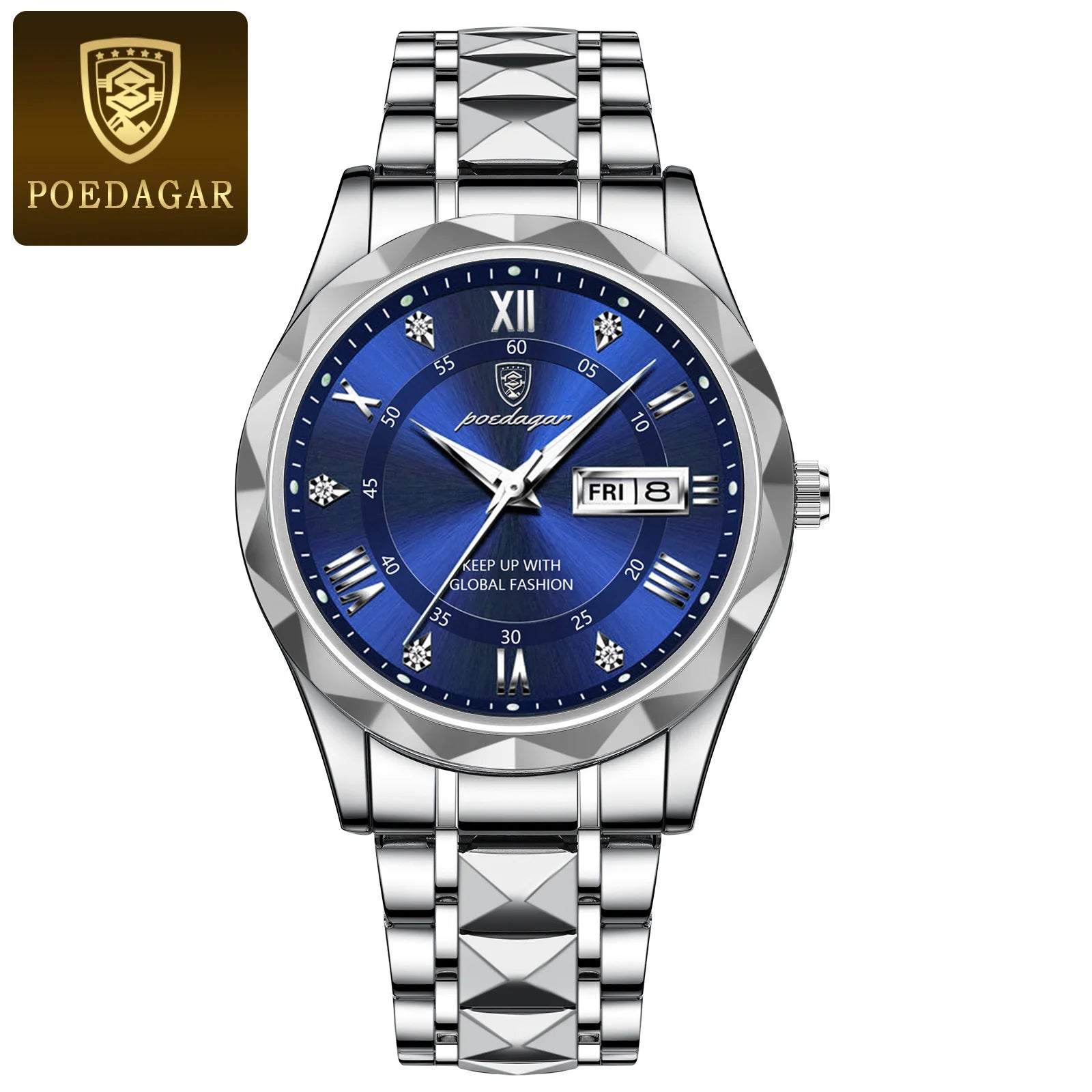 POEDAGAR Luxury Business Man Wristwatch Waterproof Luminous Date Week Men Watch For Men Quartz Clock Leather Men's Watches reloj