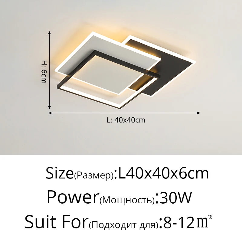 Simple Led Chandelier Modern Living Room Ceiling Light Dimmable Bedroom Dining Room Rectangle Indoor Decoration Lighting